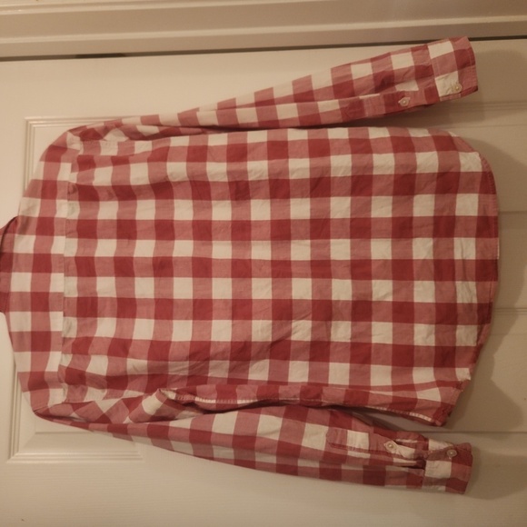 Supreme Red and White Gingam Long Sleeve Button Cuffes Button Front Shirt - Picture 2 of 9